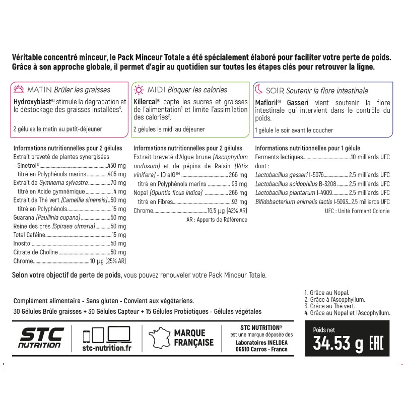 Pack minceur totale STC Nutrition: favorise la perte de poids Pack minceur totale STC Nutrition: favorise la perte de poids