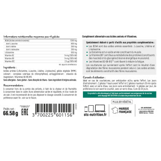 BCAA SYNERGY+ STC Nutrition: Résistance musculaire - 120 gélules