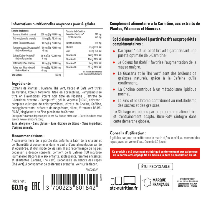 Burn Fat STC Nutrition: Brûle graisses pour séchage extrême