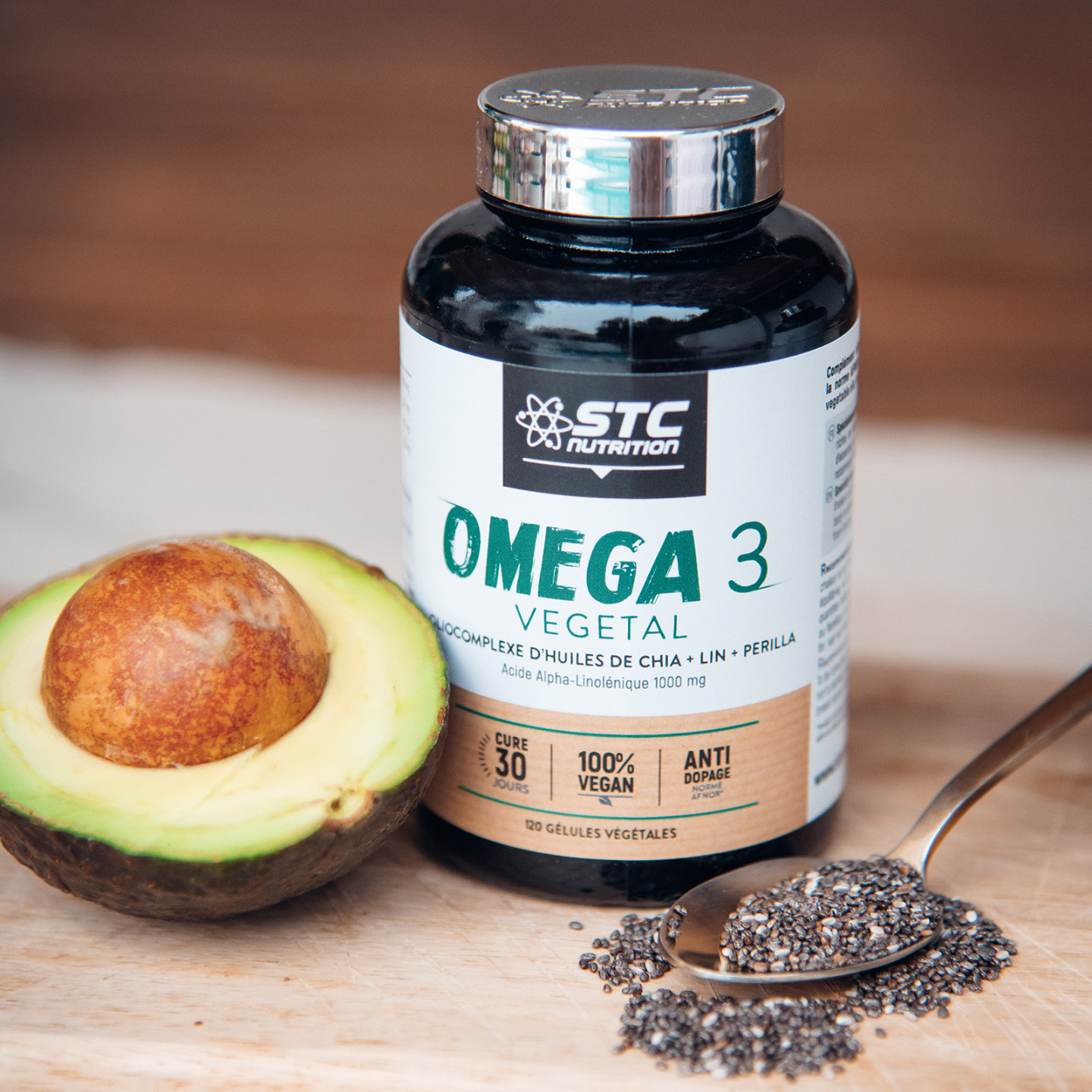 Oméga 3 Végétal STC Nutrition: Tonus mental - 120 gélules - Vegan