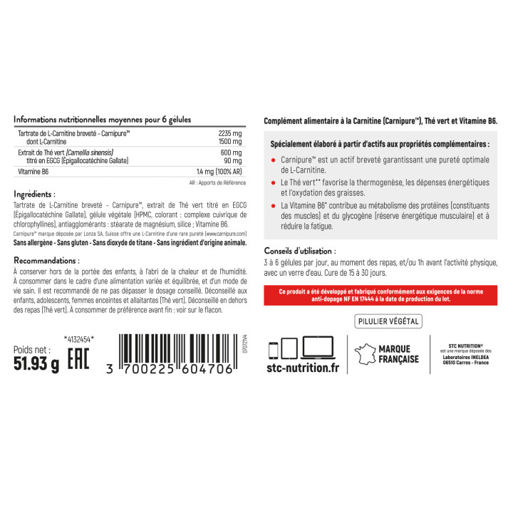 Carnitine Complex: Brûle-graisses formule renforcée - 90 gélules Vegan
