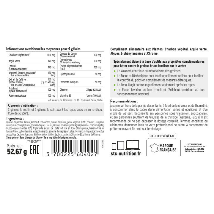 Taille Abdos Ventre Plat STC Nutrition 120 gélules - Brûle-graisses