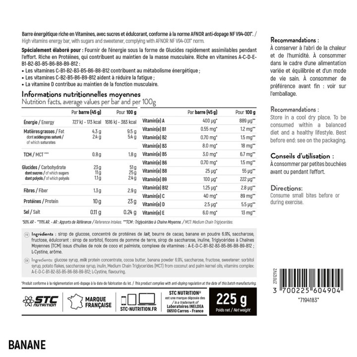 VO2 Max Bar STC Nutrition: Barre énergétique endurance - Etui 5 barres