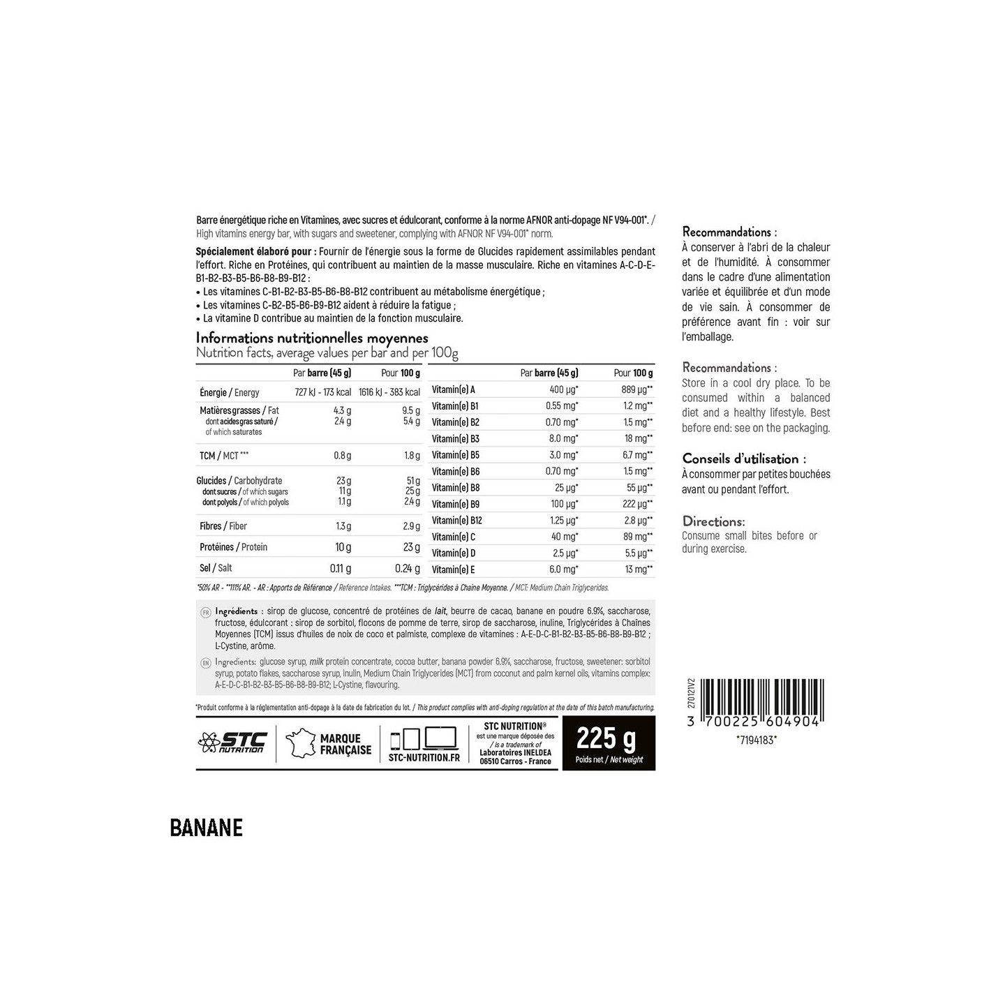VO2 Max Bar STC Nutrition: Barre énergétique endurance - Etui 5 barres