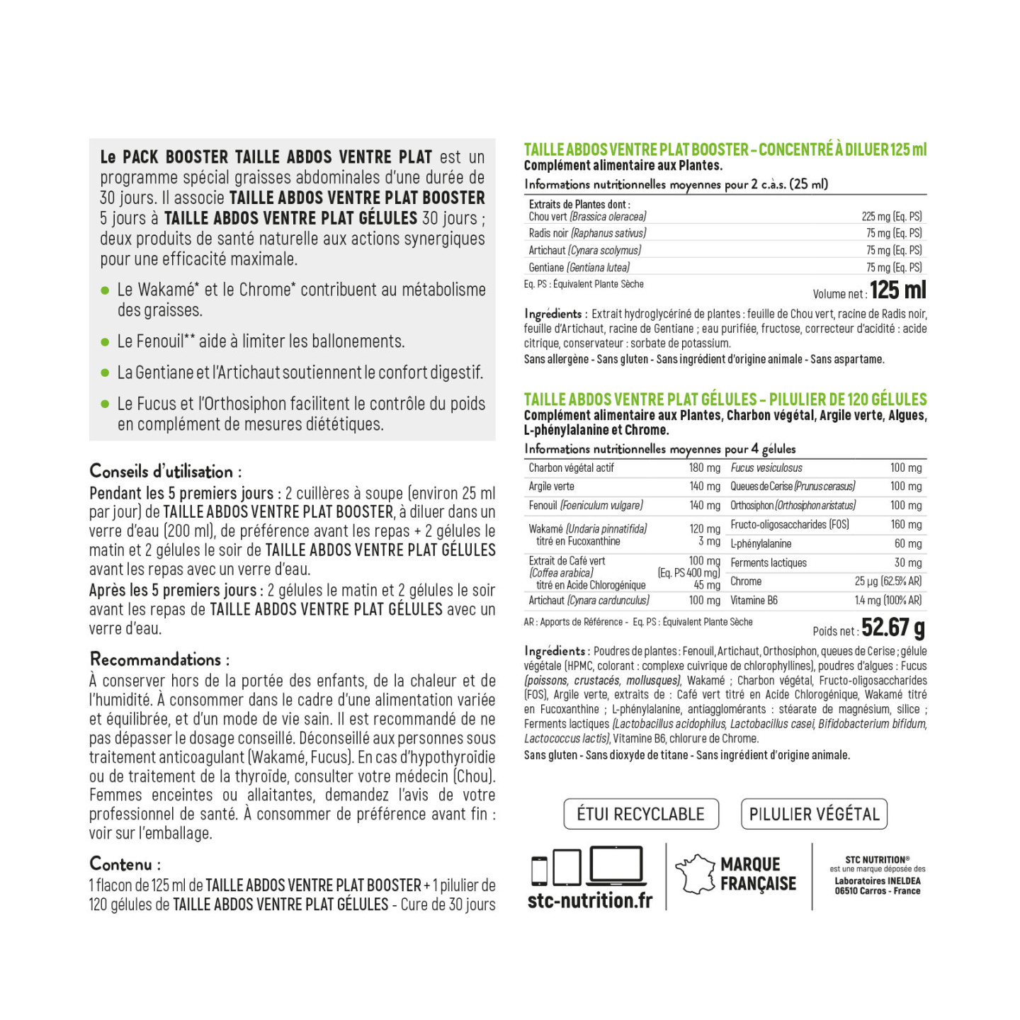 STC Nutrition - PACK BOOSTER TAILLE ABDOS VENTRE PLAT - Cure 30j