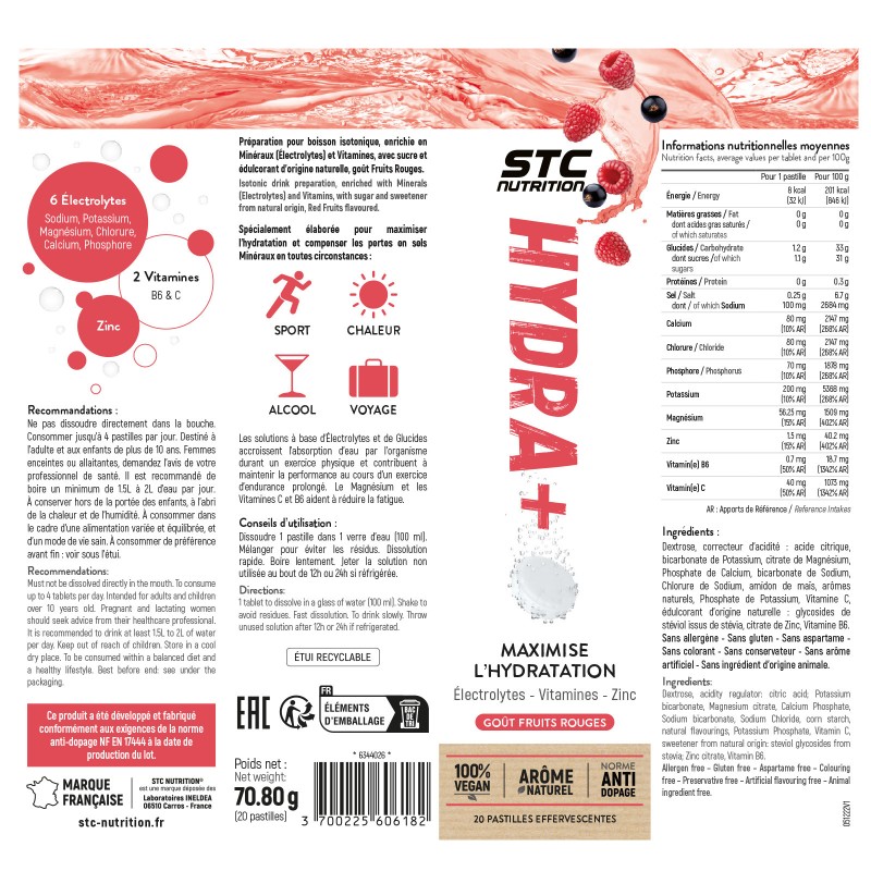 Hydra+ STC Nutrition - Pastilles Effervescentes d'hydratation Hydra+ STC Nutrition - Pastilles Effervescentes d'hydratation