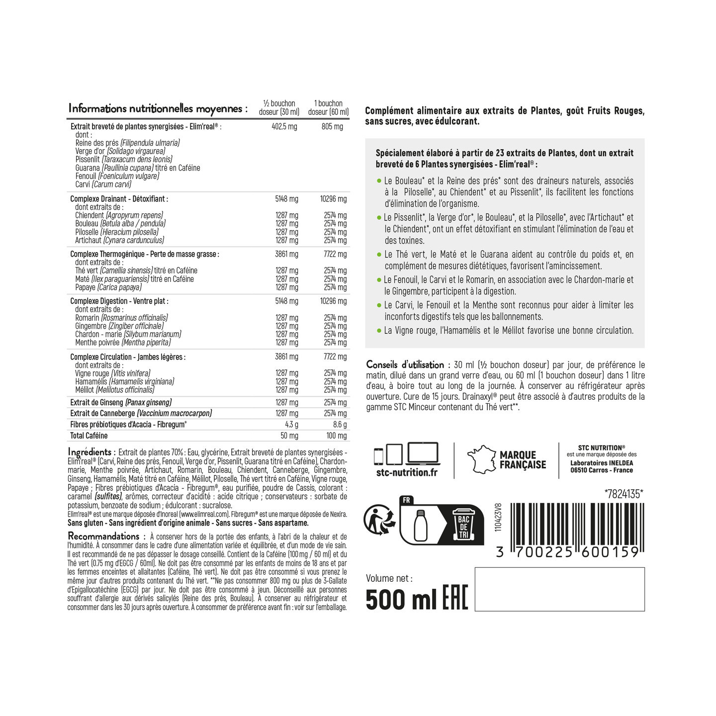 DRAINAXYL® 500 STC Nutrition: Drainage et brûle-graisses - 500ml