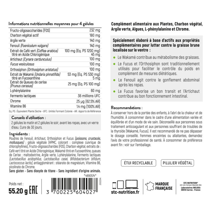 Taille Abdos Ventre Plat STC Nutrition 120 gélules - Brûle-graisses