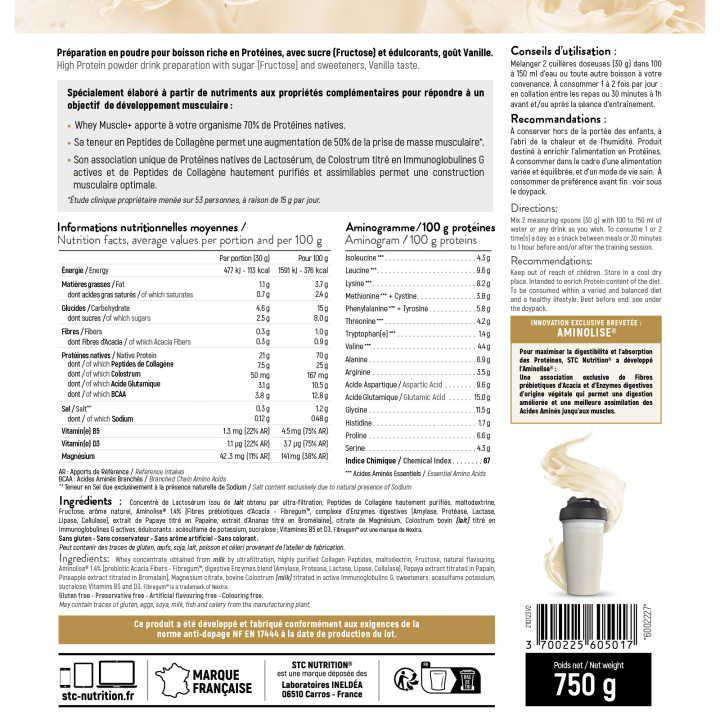 Whey Muscle - Vanille - Sportfood center - Info Nut