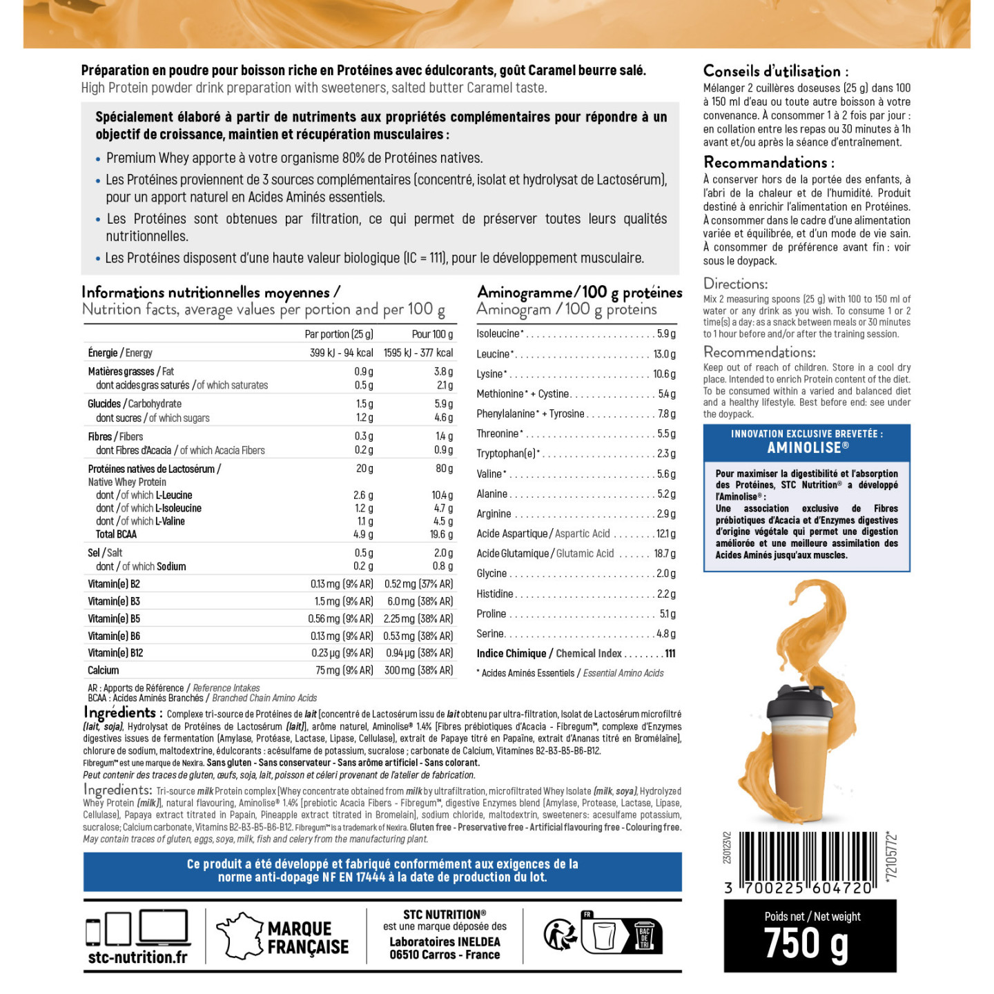 Premium Whey - Info Nut caramel - Sporfood Center