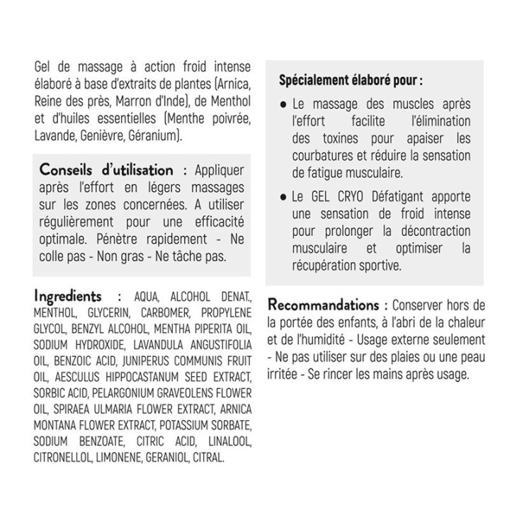Gel Cryo Defatigant STC Nutrition: Apaise muscles et articulations