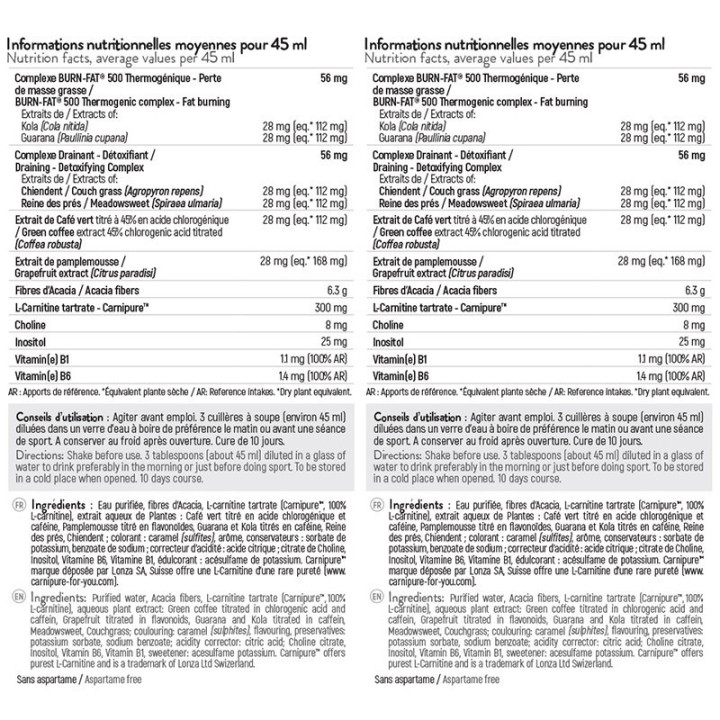 Burn-Fat 500 STC Nutrition: Boisson Brûle-graisses extrême - 500ml