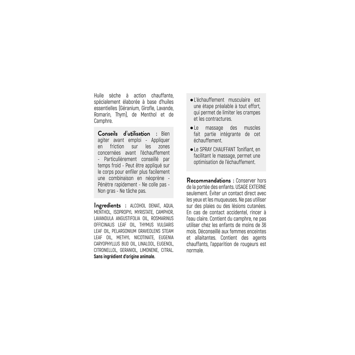 Spray Chauffant tonifiant STC Nutrition: Echauffement musculaire