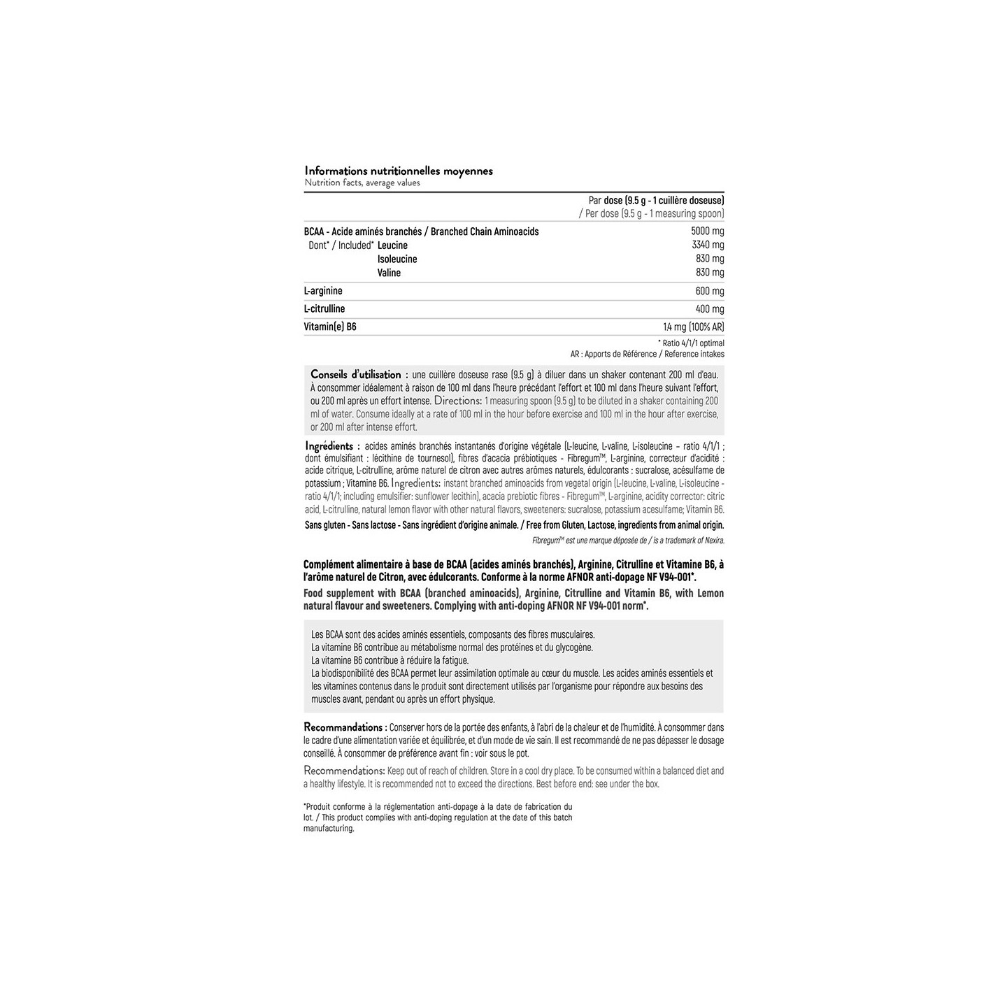 BCAA en poudre 4:1:1 - Le carburant des muscles